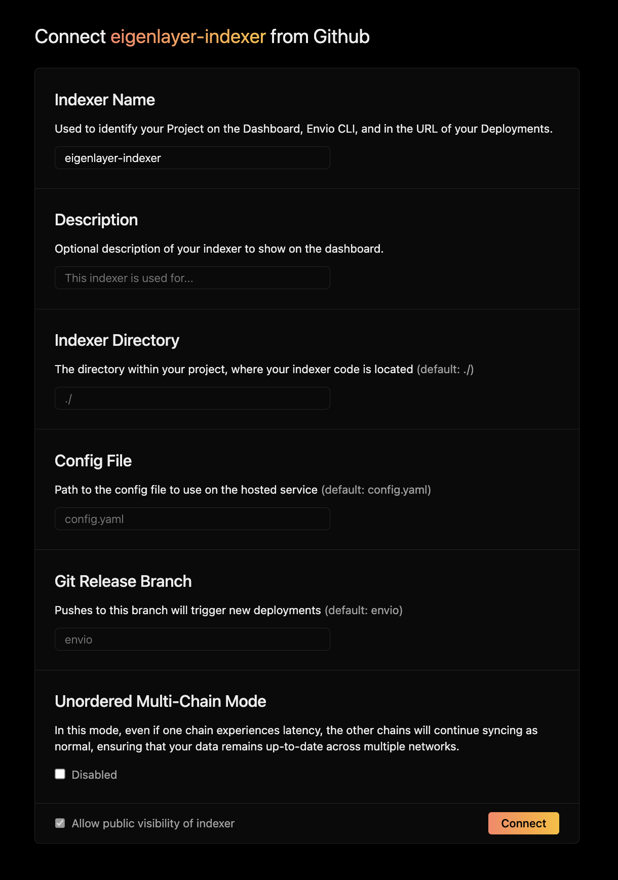 Configure indexer