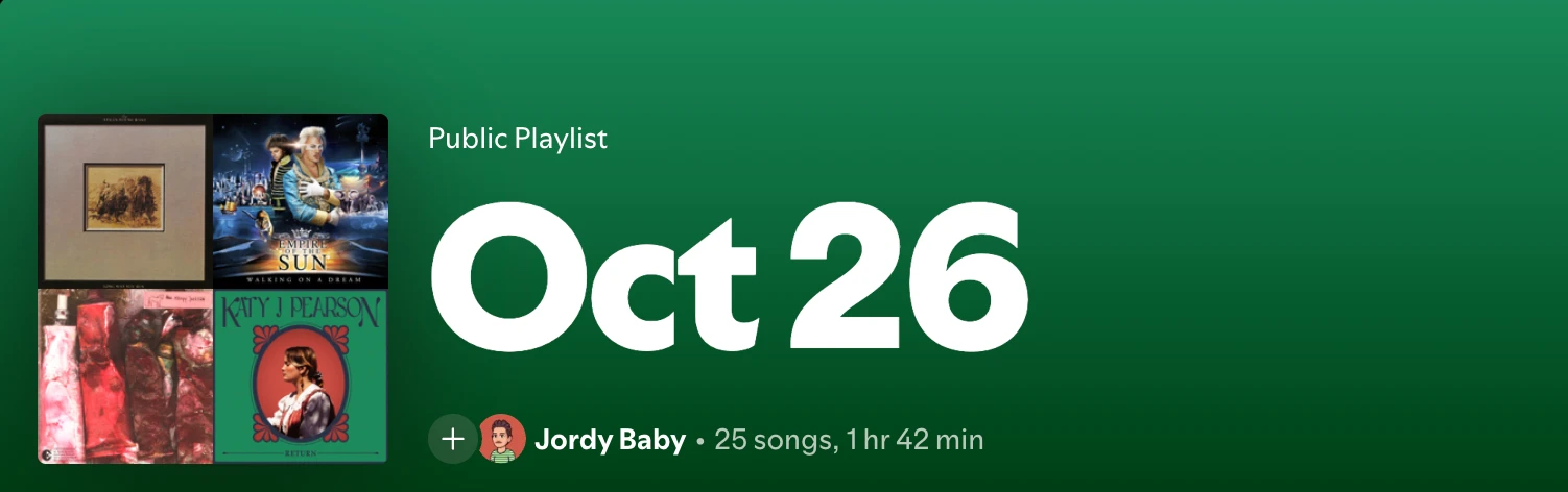 Playlist of the month, Oct 26 by Jordy Baby, 25 songs